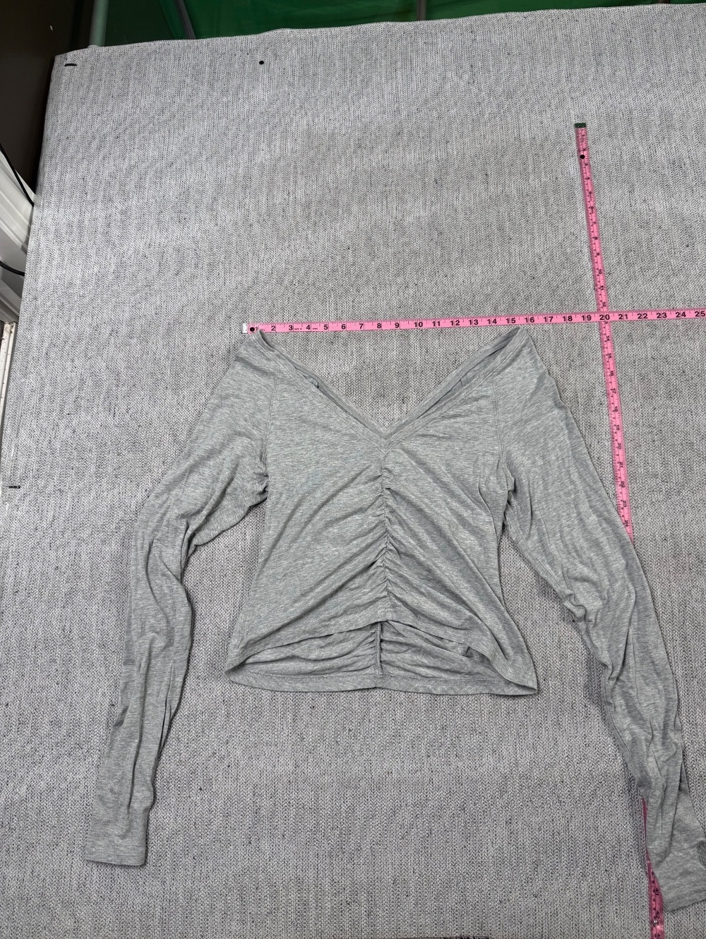 Free People Movement Gray Ruched Long Sleeve Top Size S